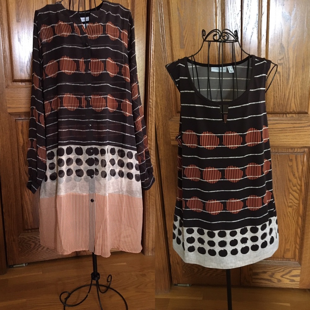 Susan Graver Multiple colored tunic and shell